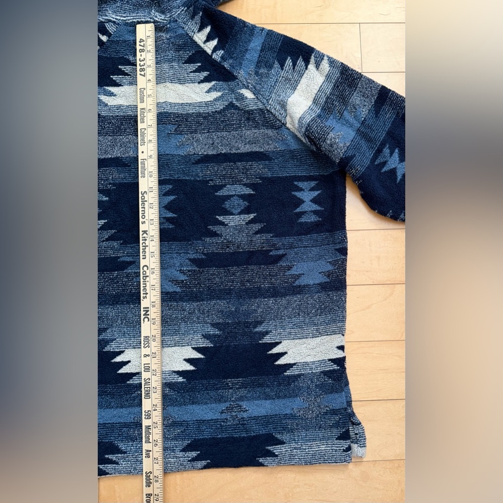 True Grit Men's Zip Up Hoodie Jacket Aztec Design - Navy / Cream - Size L - Picture 6 of 8